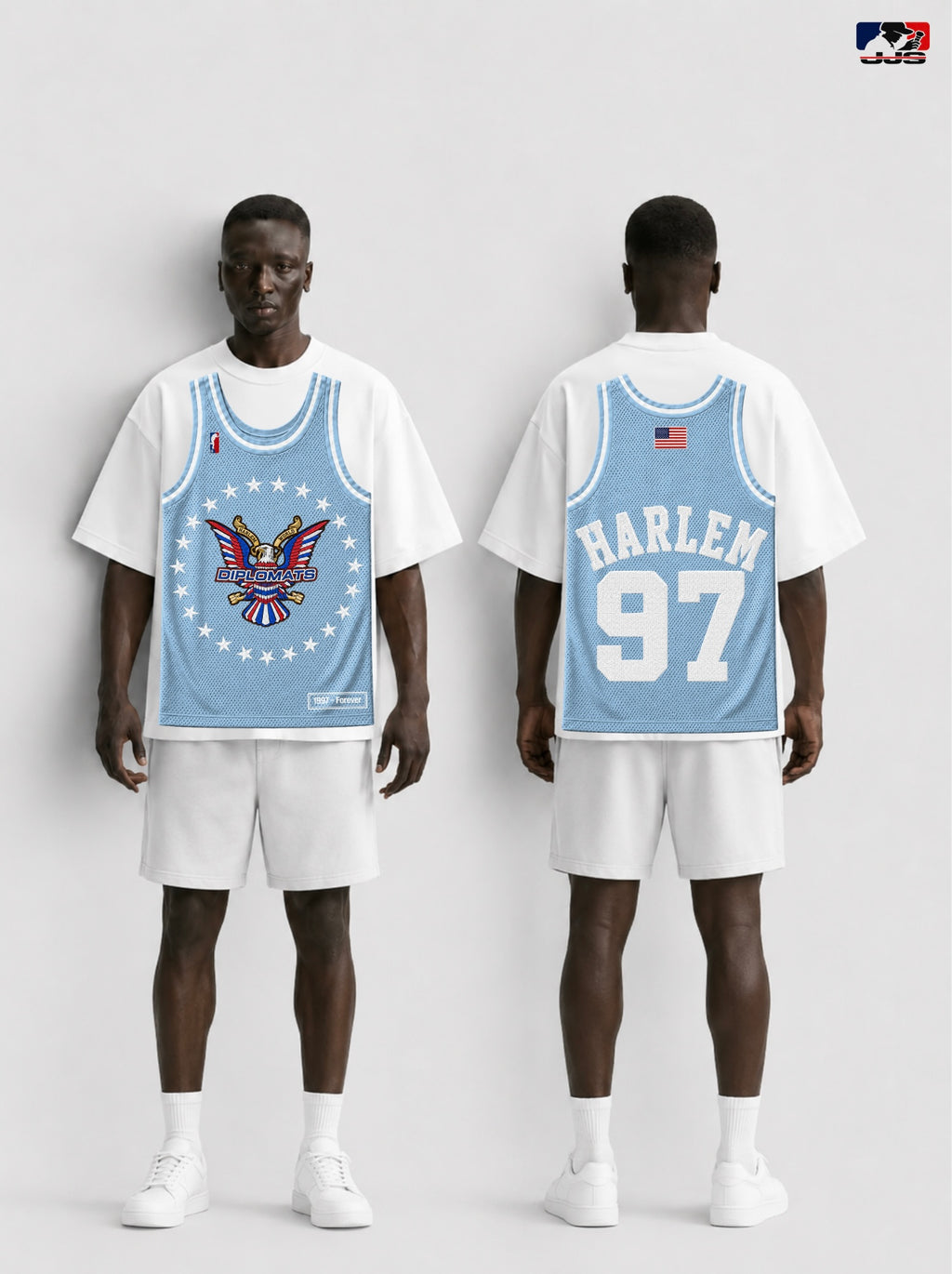 LLC™ | Jersey King Collection – Harlem Sky Blue Diplomats Jersey Graphic Tee